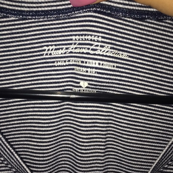 Hollister Navy Blue and White striped top. - Picture 2 of 2